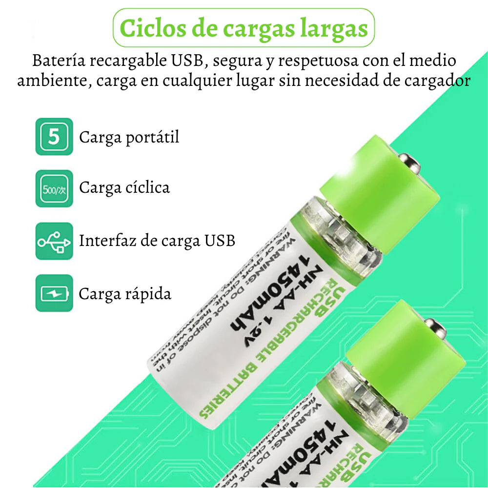 Baterías Recargables AA de Alta Capacidad